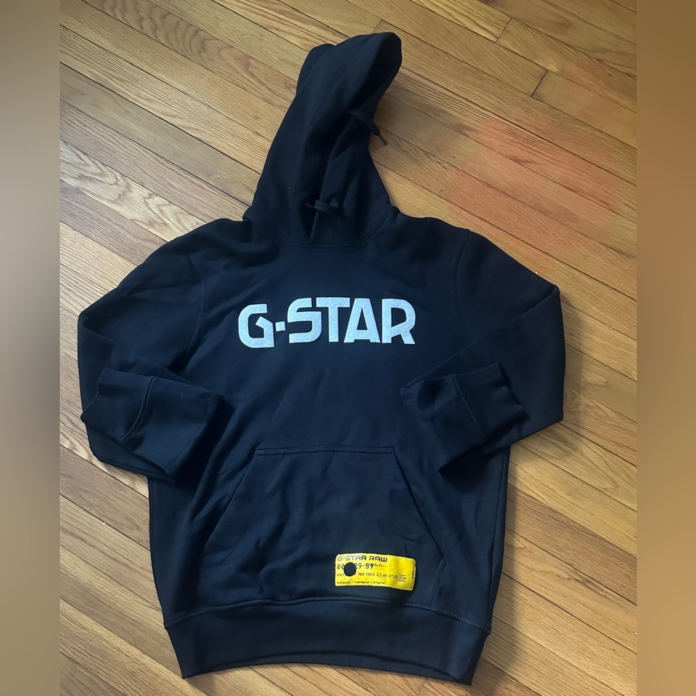 G-Star Black Hoodie with White Logo